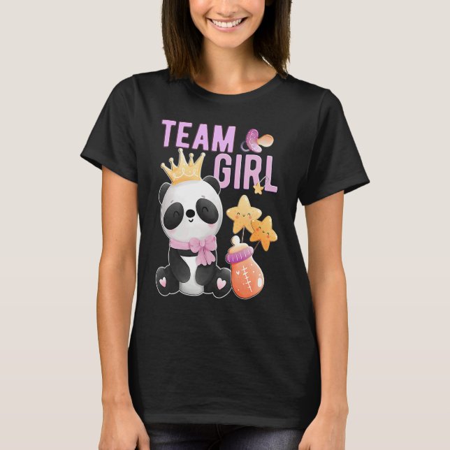 Cute Panda Team Girl  Gender Reveal Baby Shower Pa T-Shirt (Vorderseite)