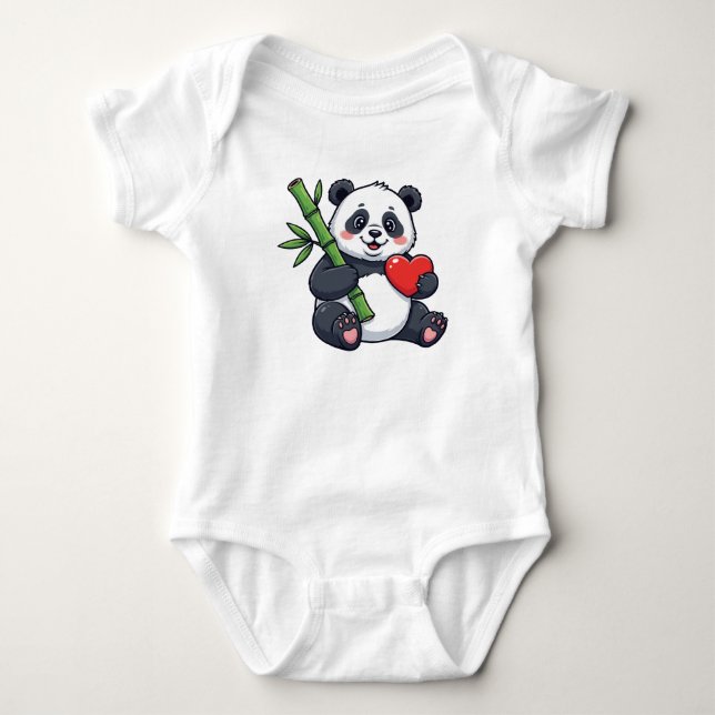Cute Panda with Bamboo Kids Dress – Adorable Anima Baby Strampler (Vorderseite)