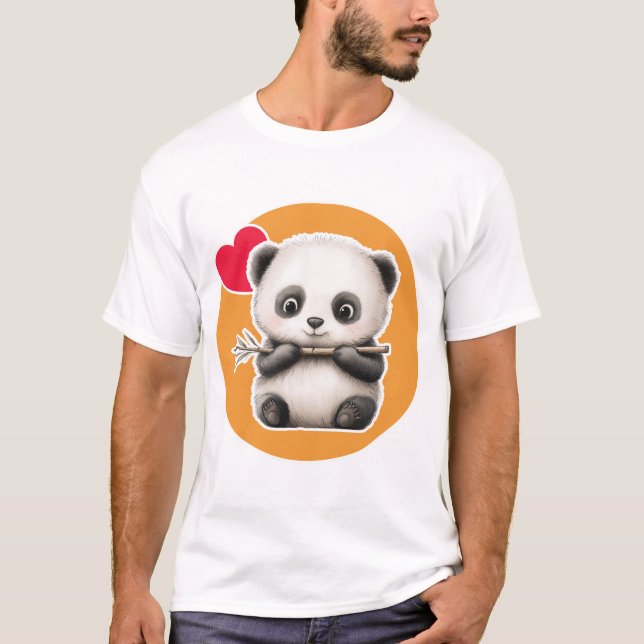 Cute Panda with its Bamboo Stick T-Shirt (Vorderseite)