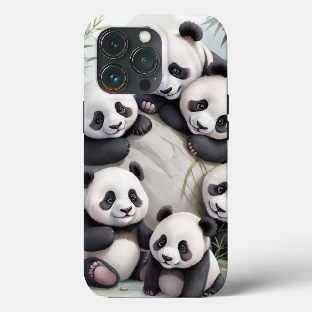 Cute Pandas Group Photo Case-Mate iPhone Hülle (Rückseite)