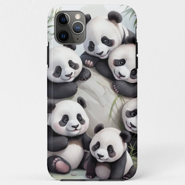 Cute Pandas Group Photo Case-Mate iPhone Hülle (Rückseite)