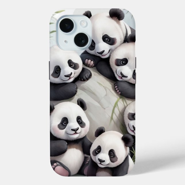 Cute Pandas Group Photo Case-Mate iPhone Hülle (Rückseite)