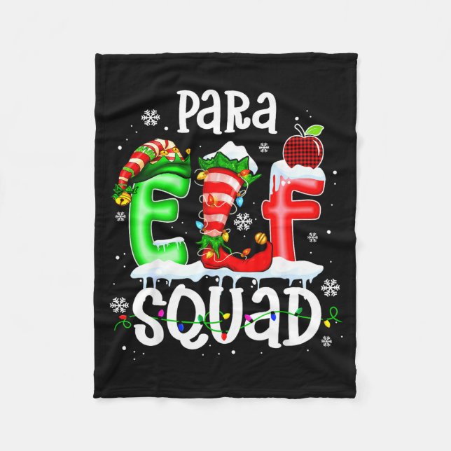 Cute Para Elf Squad Funny Christmas Elf Kids Teach Fleecedecke (Vorderseite)