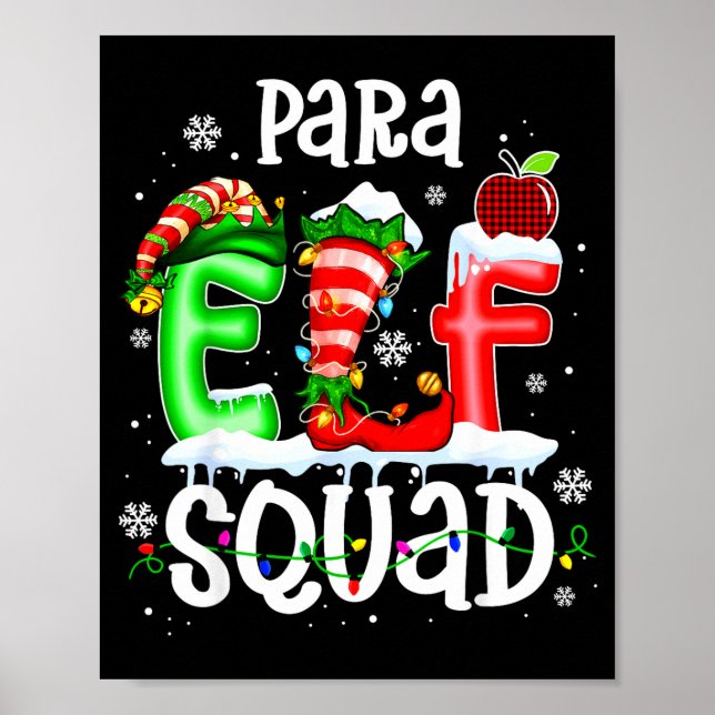 Cute Para Elf Squad Funny Christmas Elf Kids Teach Poster (Vorne)