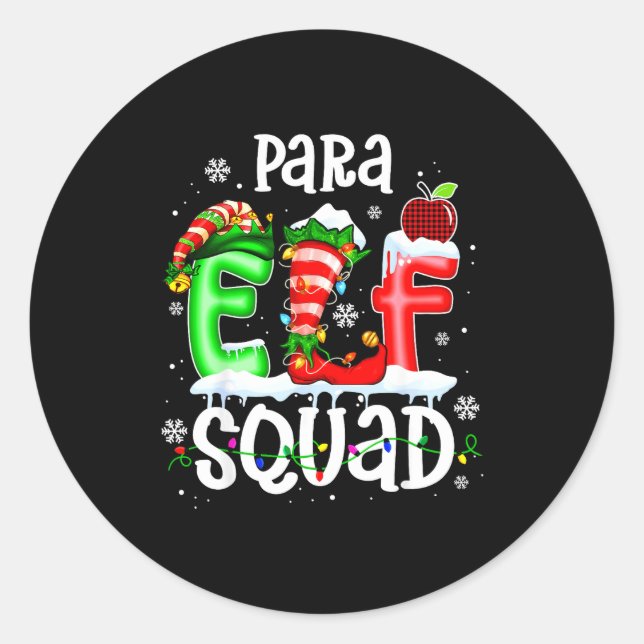 Cute Para Elf Squad Funny Christmas Elf Kids Teach Runder Aufkleber (Vorderseite)