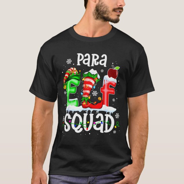 Cute Para Elf Squad Funny Christmas Elf Kids Teach T-Shirt (Vorderseite)