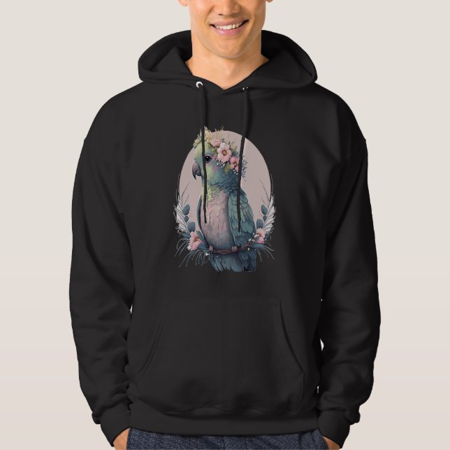 Cute Parakeet Budgie Bird Flower Crown Pet Birds Hoodie (Vorderseite)