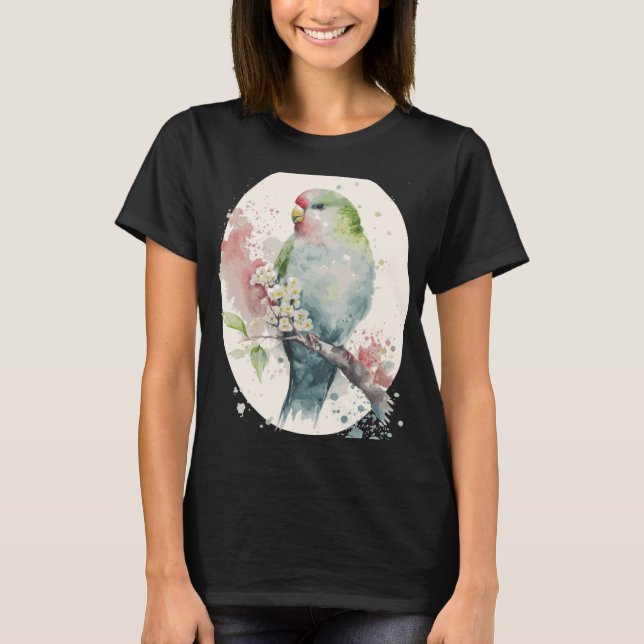 Cute Parakeet Japanese Cherry Blossom Budgie Sakur T-Shirt (Vorderseite)