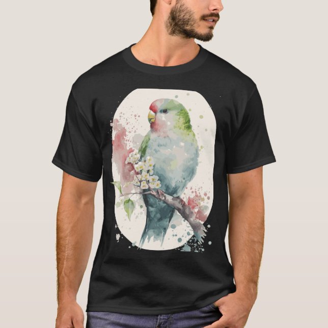Cute Parakeet Japanese Cherry Blossom Budgie Sakur T-Shirt (Vorderseite)