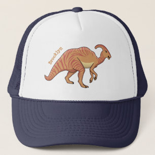 Cute parasaurolophus dinosaur cartoon illustration truckerkappe