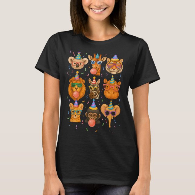 Cute Party Animals Birthday Wildlife Zoo Birthday  T-Shirt (Vorderseite)