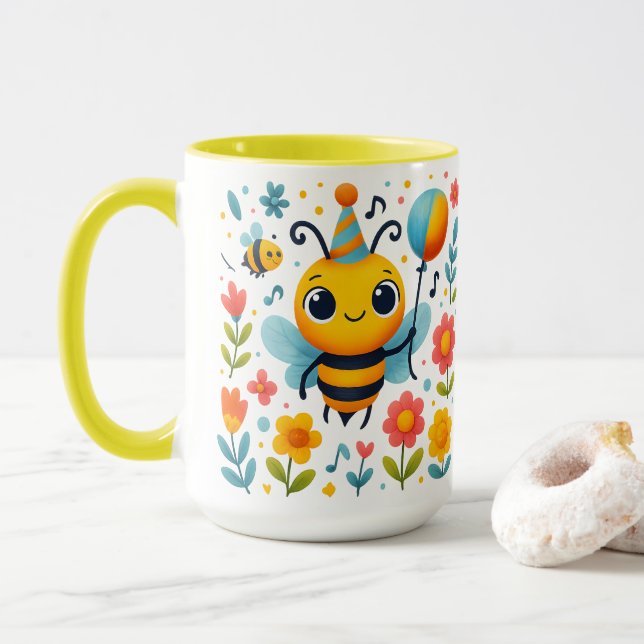 Cute Party Bee Ceramic Mug Tasse (Mit Donut)