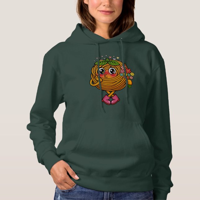 Cute Pasta Polo Character Holding Flowers T-Shirt (Vorderseite)