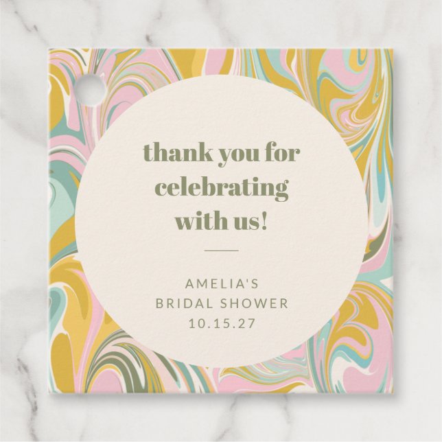 Cute Pastel Abstract Custom Bridal Shower Thanks Geschenkanhänger (Vorderseite)