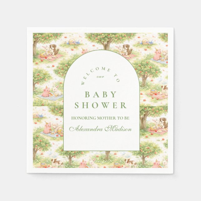 Cute Pastel Barnyard Celebration Baby Shower Serviette (Vorderseite)