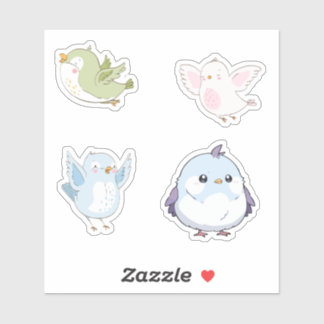 Cute Pastel Birds Vinyl Stickers Aufkleber