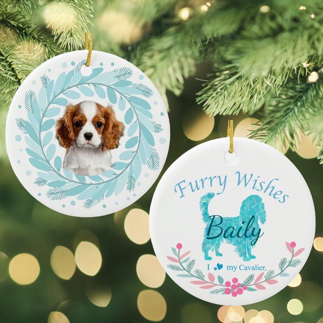 Cute Pastel Blue Cavalier | Custom Christmas Keramik Ornament (Von Creator hochgeladen)