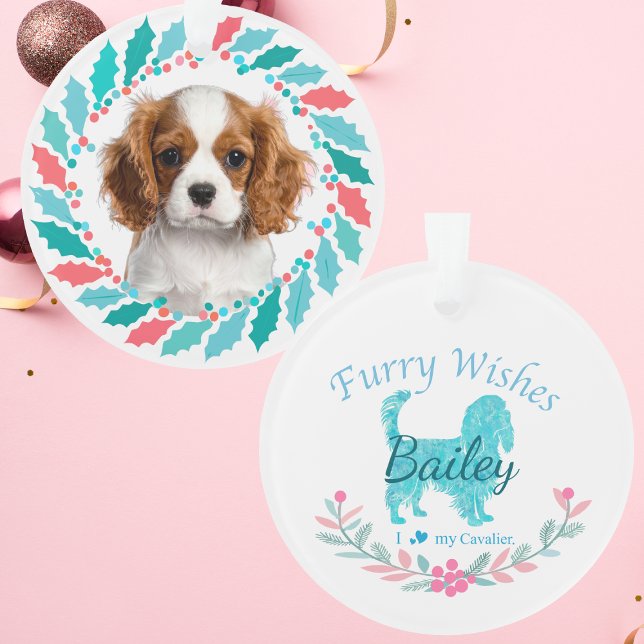 Cute Pastel Blue Cavalier | Custom Christmas Ornament (Von Creator hochgeladen)
