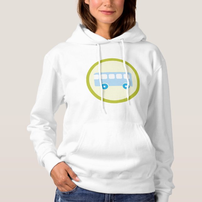Cute Pastel Blue School Bus Icon Hoodie (Vorderseite)