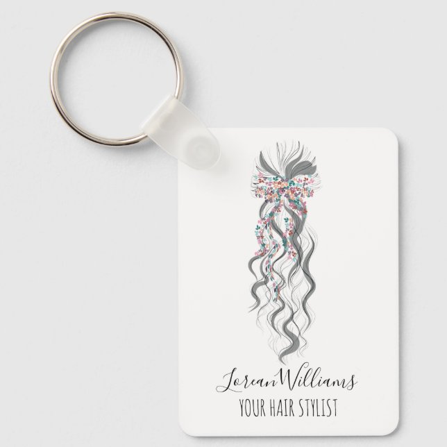 Cute Pastel Bride Wavy Hairstyle Hair Salon QR Schlüsselanhänger (Vorderseite)