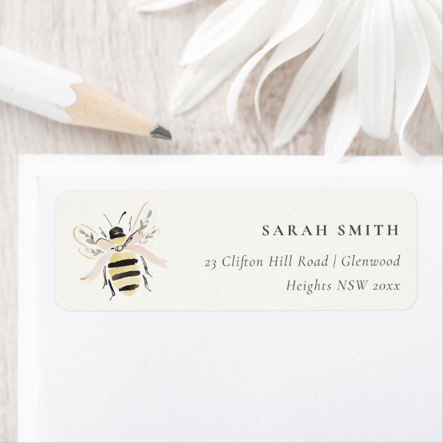 Cute Pastel Bumble Bee Neutral Address (Insitu)