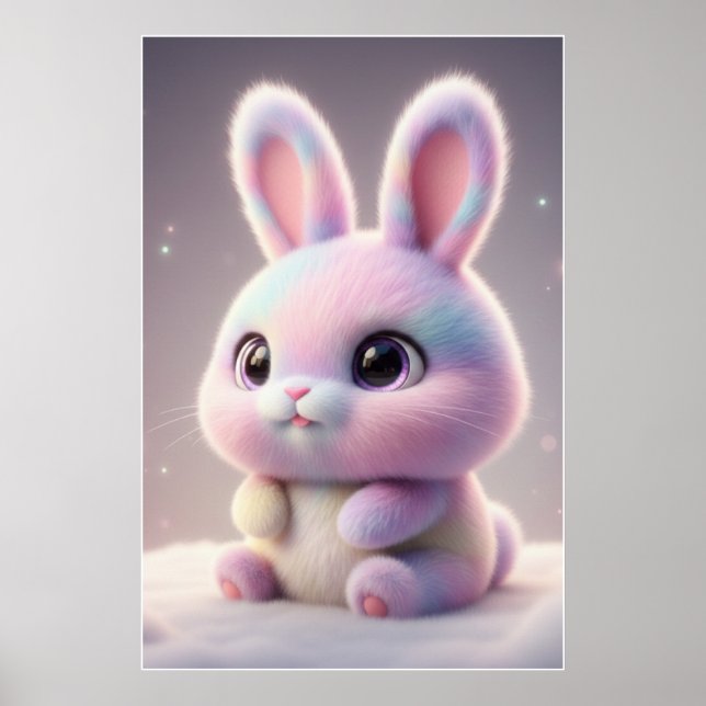 Cute Pastel Bunny – Kawaii Rabbit Poster Art (Vorne)
