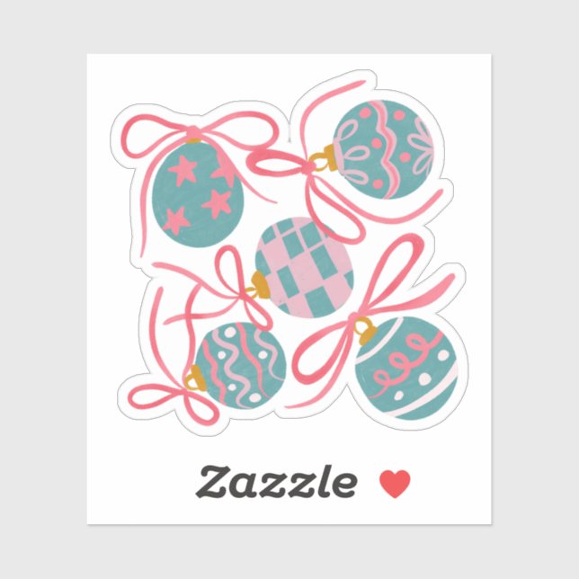 Cute Pastel Christmas Ornament Sticker (Blatt)