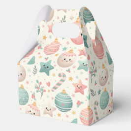 Cute Pastel Christmas Pattern Ornaments and Stars Geschenkschachtel