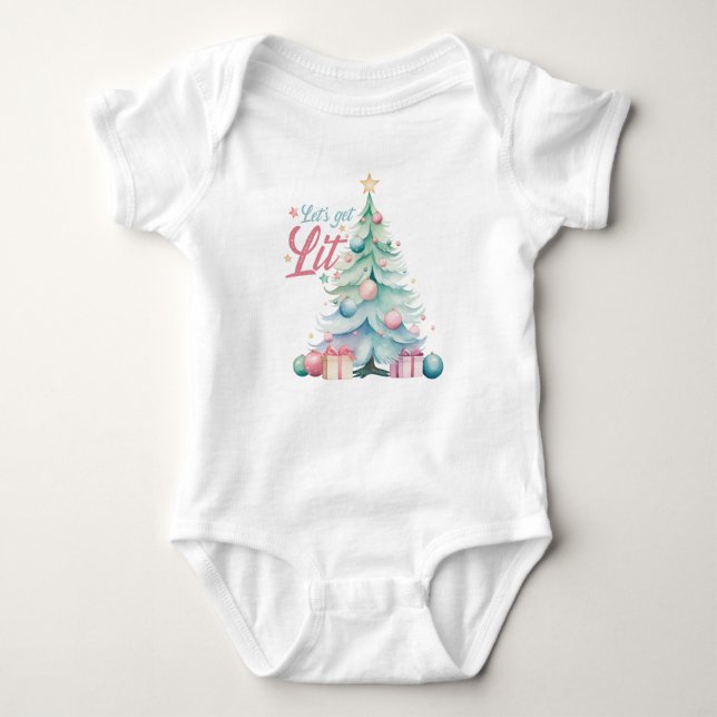 Cute Pastel Christmas Tree Baby Strampler (Vorderseite)