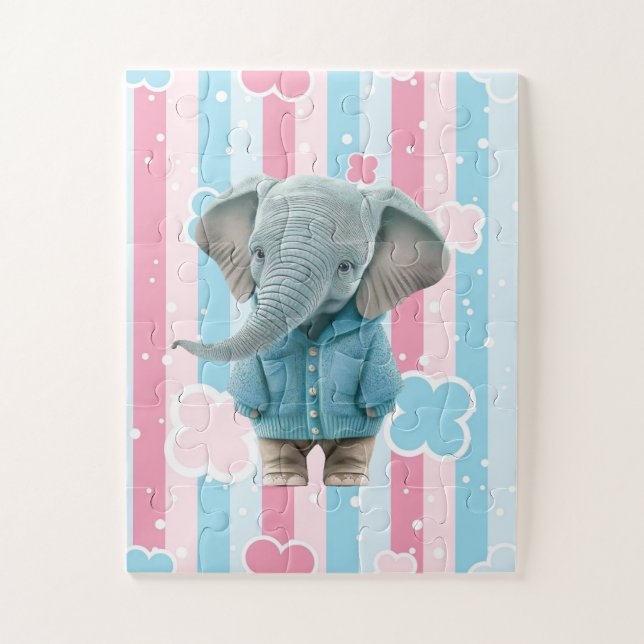 Cute Pastel Colors Elephant Puzzles  (Vertikal)