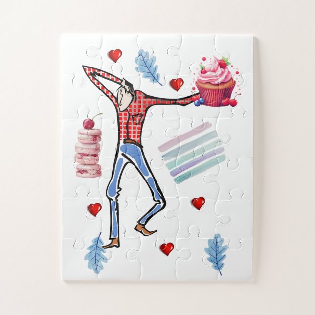 Cute Pastel Colors Strawberry Cupcake  Puzzles  (Vertikal)