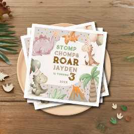 Cute Pastel Dinosaur Birthday Party  Serviette