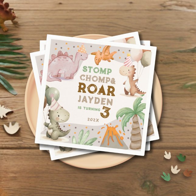 Cute Pastel Dinosaur Birthday Party  Serviette (Von Creator hochgeladen)