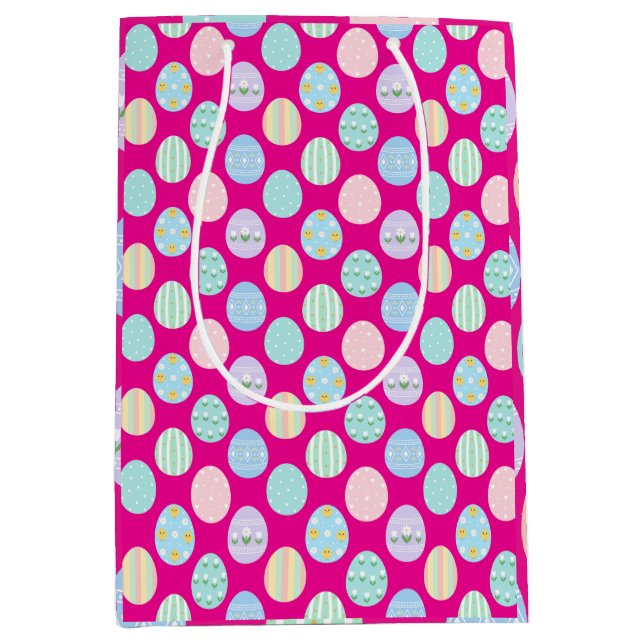 Cute Pastel Easter Eggs Pattern  Mittlere Geschenktüte (Vorderseite)
