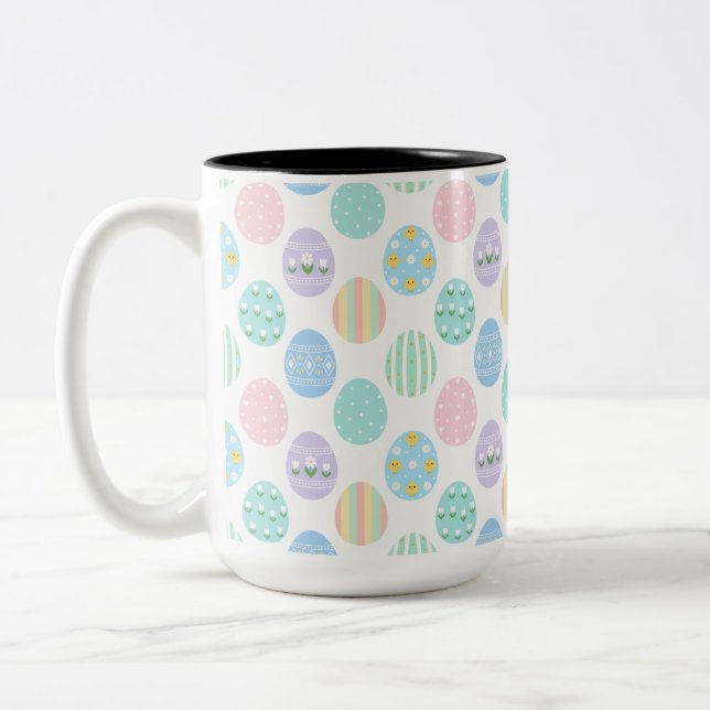 Cute Pastel Easter Eggs Pattern  Zweifarbige Tasse (Links)