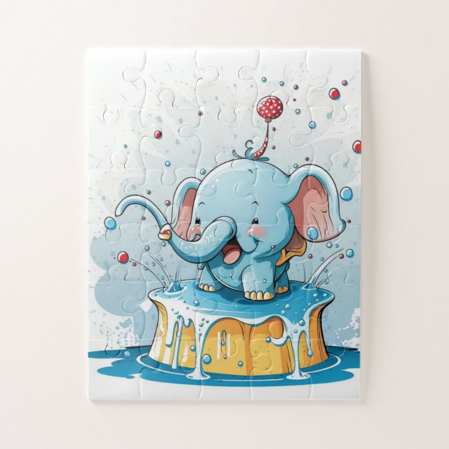 Cute Pastel Elephant Colors Puzzles  (Vertikal)
