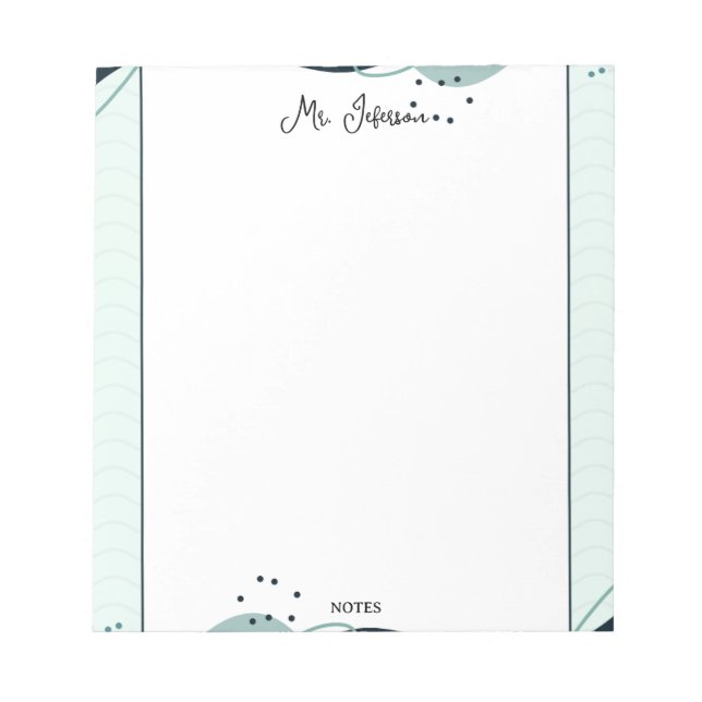 Cute Pastel Frame Teacher Notepad Notizblock (Vorderseite)