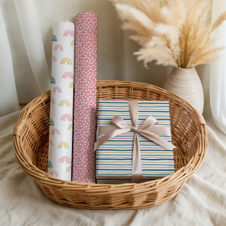 Cute Pastel Gender Neutral Baby Shower Pattern Geschenkpapier Set
