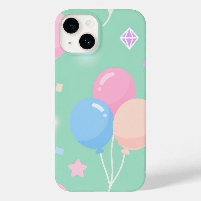 Cute pastel green with balloons Case-Mate iPhone hülle (Rückseite)