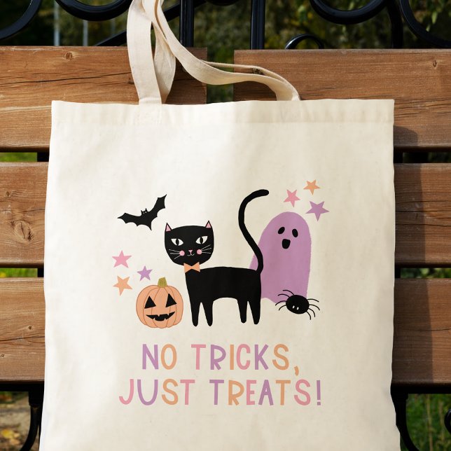 Cute Pastel Halloween No Tricks Just Treats Tragetasche (Von Creator hochgeladen)