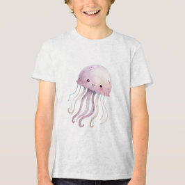 Cute Pastel Jellyfish Watercolor Illustration Tri-Blend Shirt