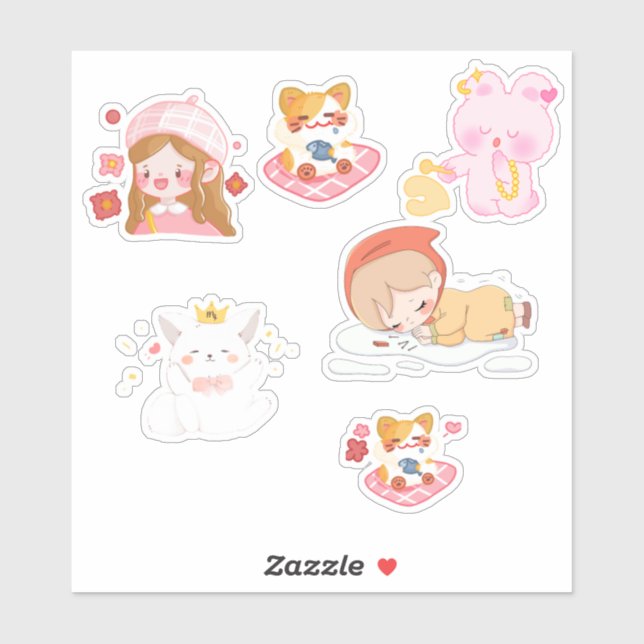Cute Pastel Kawaii Stickers Aufkleber (Blatt)