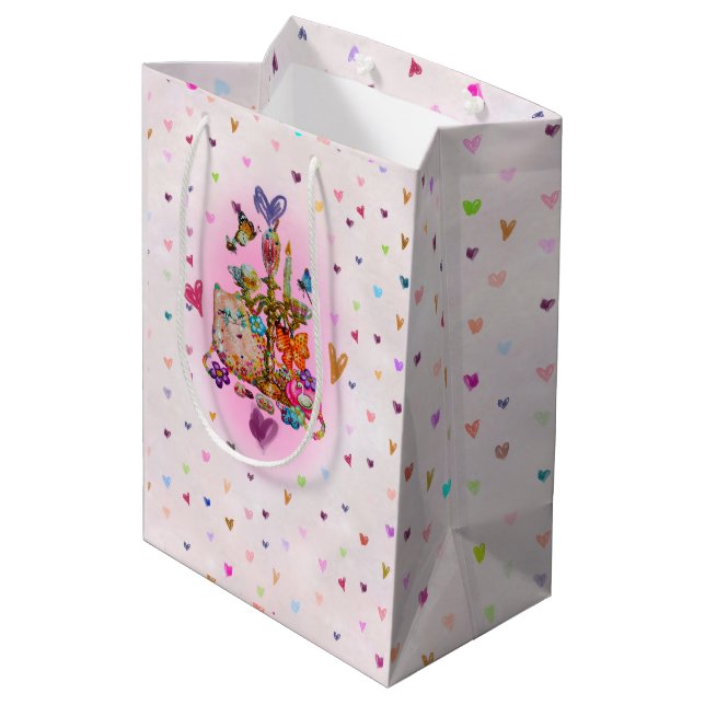 Cute Pastel Mittlere Geschenktüte (Rückseite Schrägansicht)
