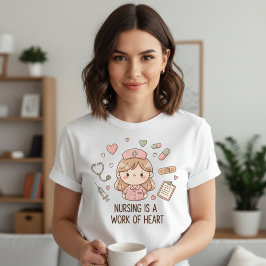 Cute Pastel Nurse Nursing is a Work of Heart Tri-Blend Shirt