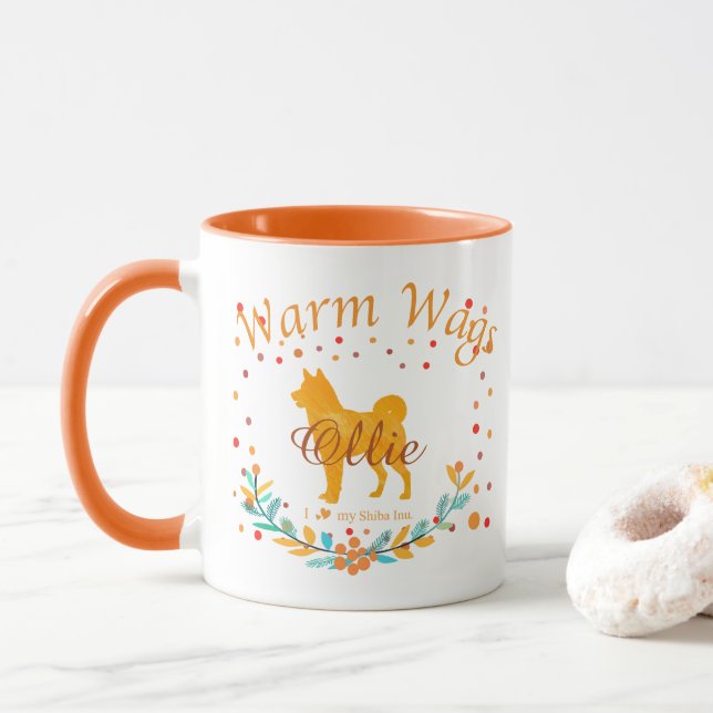 Cute Pastel Orange Shiba Inu | Custom Christmas Tasse (Mit Donut)
