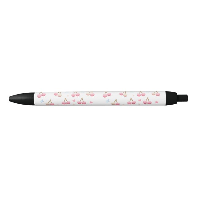 Cute Pastel Pink Cherry Pattern Ink Pen Kugelschreiber (Vorderseite)