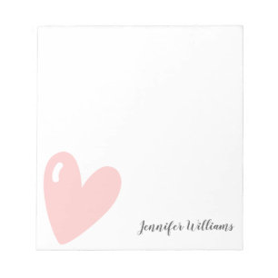 Cute Pastel Pink Hearts Simple Feminine Custom Notizblock