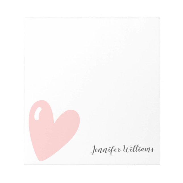 Cute Pastel Pink Hearts Simple Feminine Custom Notizblock (Vorderseite)