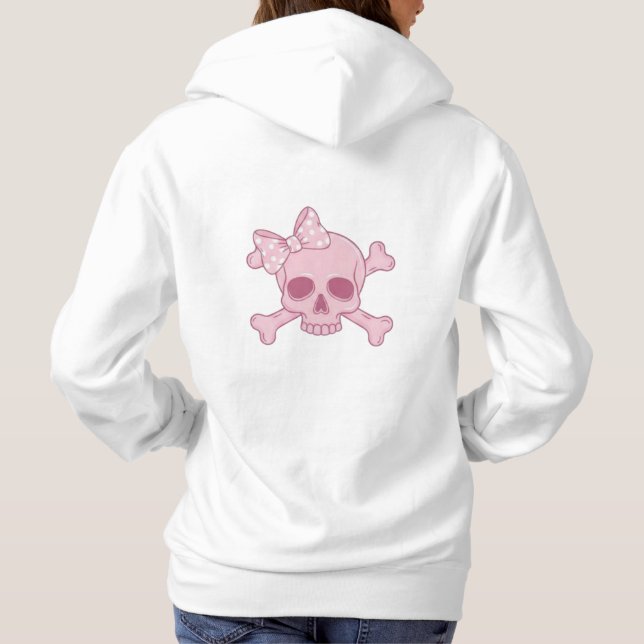 Cute Pastel Pink Skull with Bow and Crossbones Des Hoodie (Rückseite)