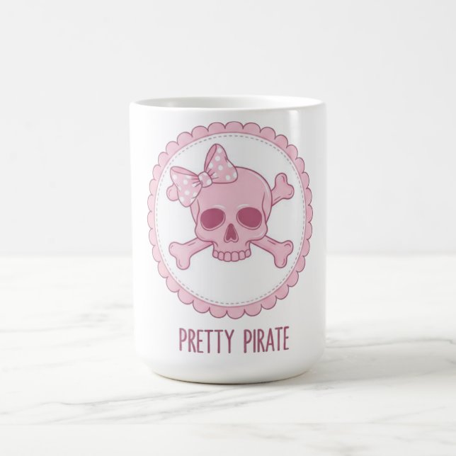 Cute Pastel Pink Skull with Bow and Crossbones Des Kaffeetasse (Mittel)
